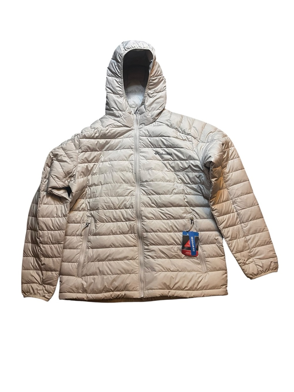 Columbia White Out 1.0 Men’s Large Hooded Ivory Jacket Omni-Heat Thermal Lining